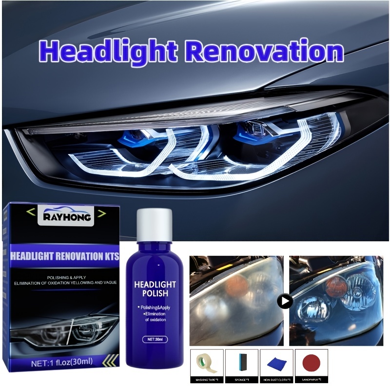 Car Headlight Repair Agent Wipe New Headlight Restore Taillight Repair Kit  with Lens Restoration Cleaner,30ML 