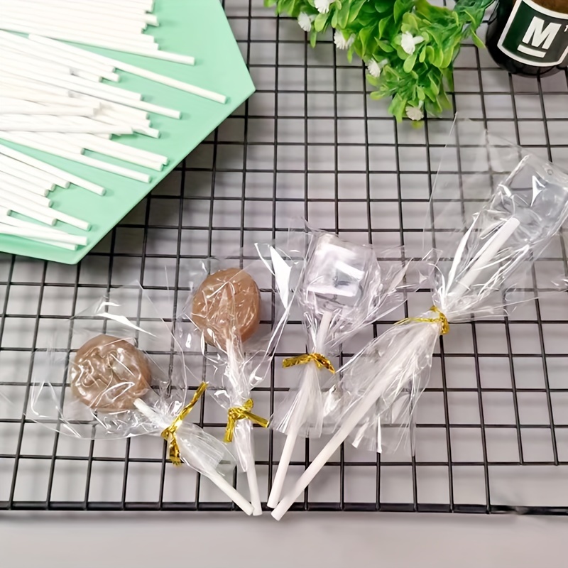 Lollipop Sticks Cake Pop Sticks With Clear Treat Bags Golden - Temu