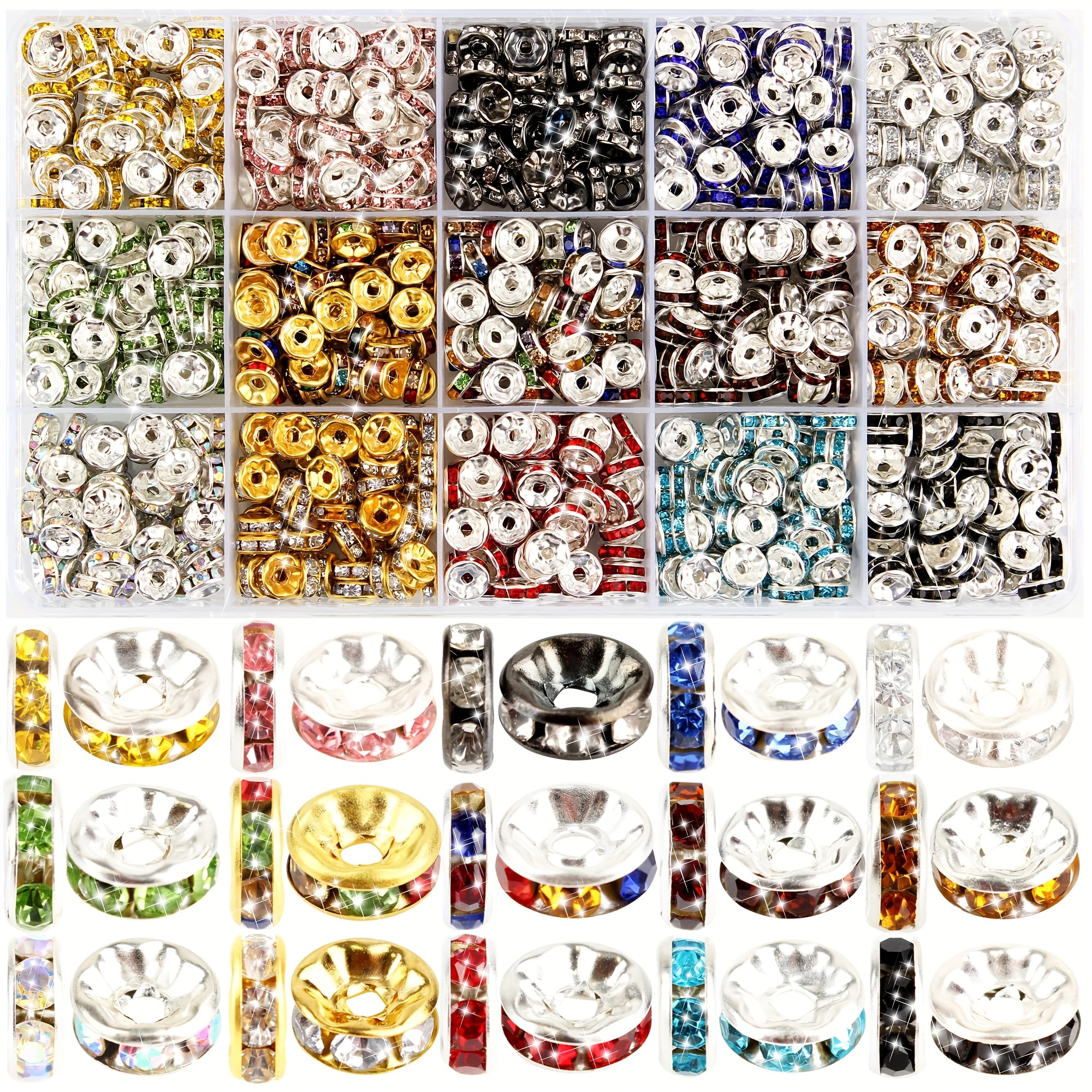 Square Crystal Rhinestone Spacer Beads Jewelry Making Diy - Temu