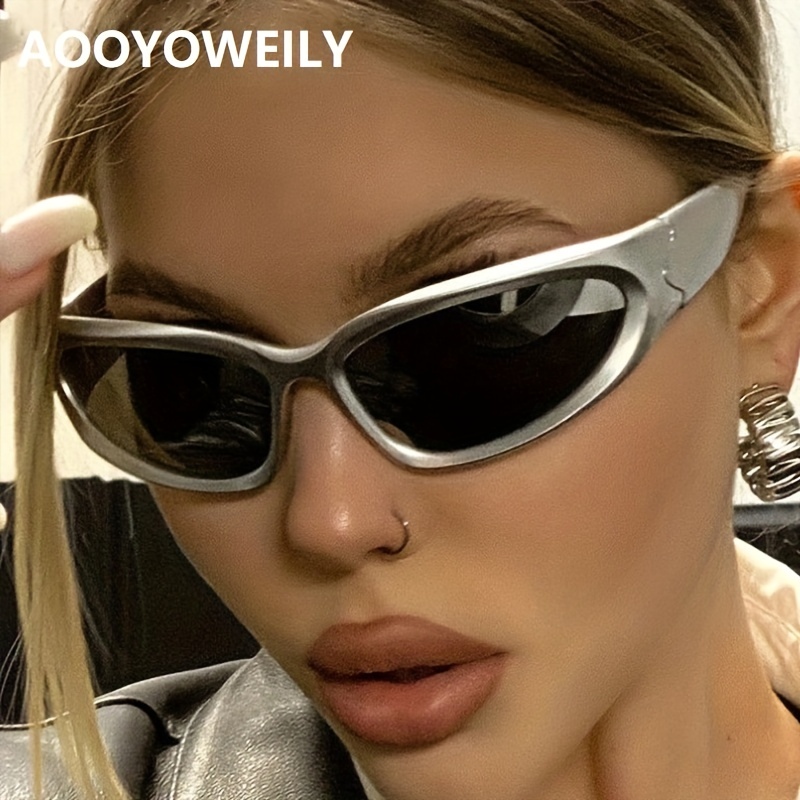 Fashion Y2k Wrap Around Sunglasses Women Cool Cyberpunk - Temu