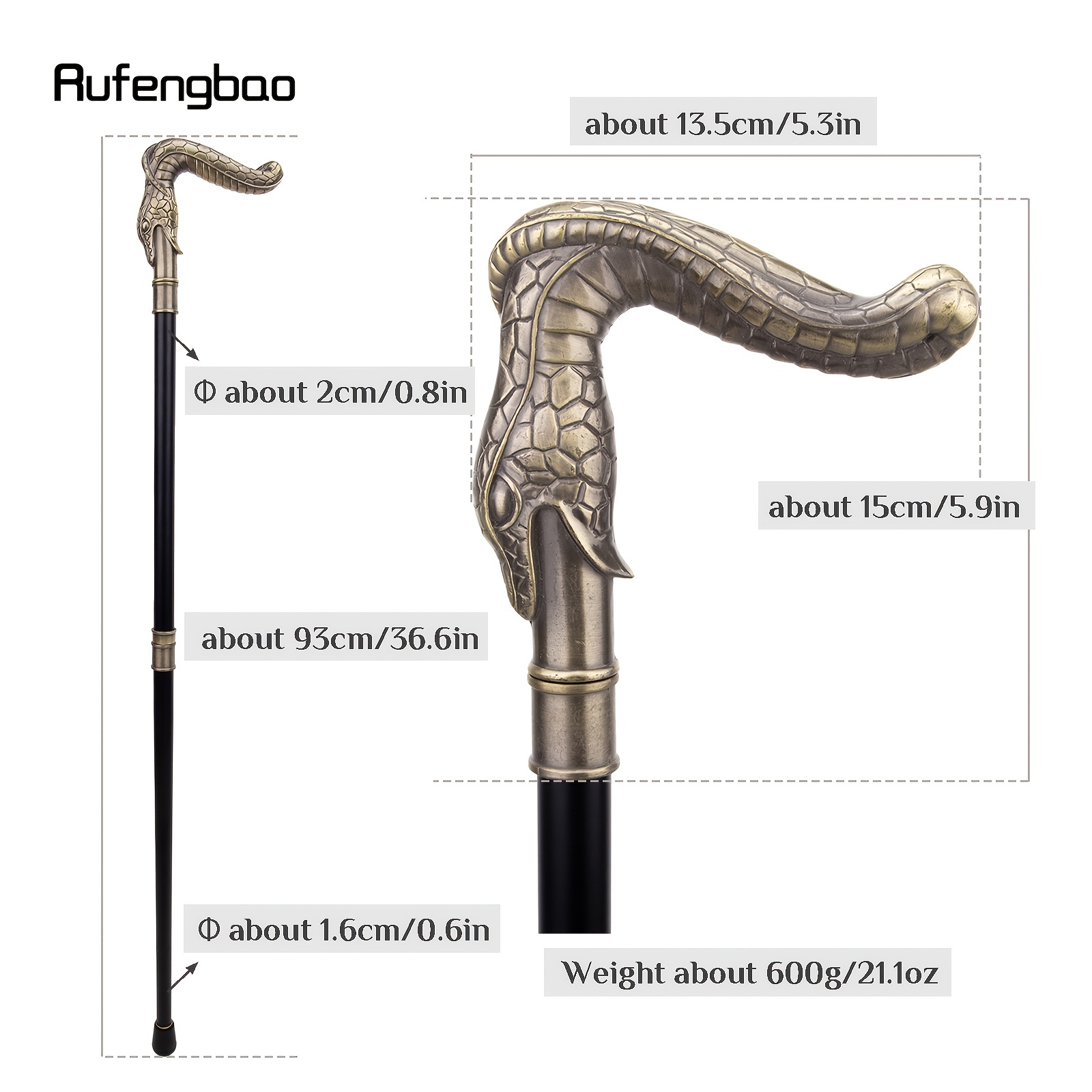  Snake Fashion Walking Stick Decorative Vampire Cospaly Vintage  Party Fashionable Walking Cane Halloween Crosier 93cm : Clothing, Shoes &  Jewelry