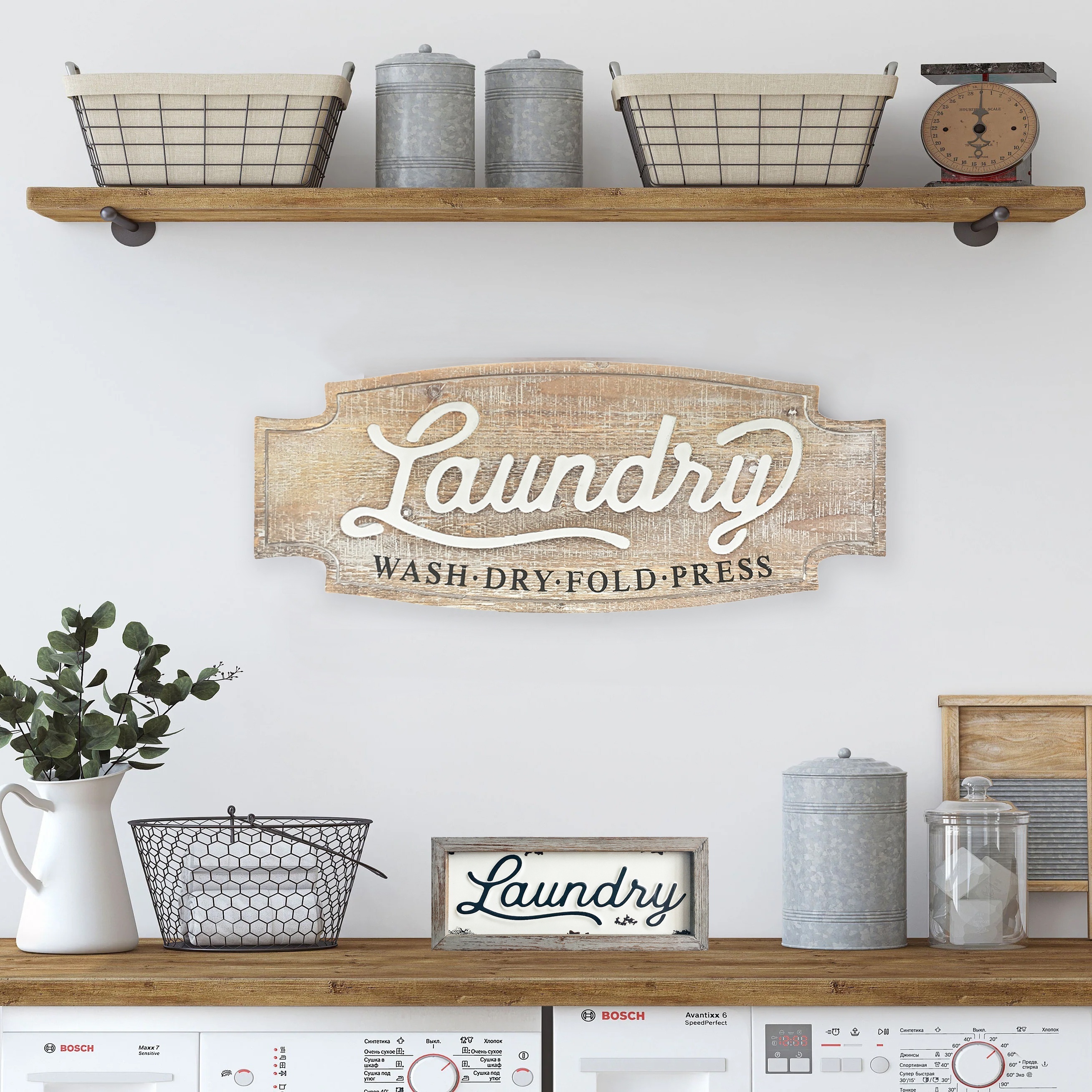 1pc Laundry Sign, Wooden Laundry Box Signs Wall Decor, Rustic Embossed Retro Metal And Wood Framed Laundry Sign, Modern Farmhouse Wall Hanging Art Laundry Sign Home Decor, room Decor, 30.48x12.7x4.06 Cm