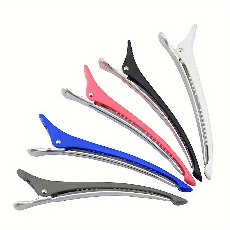

6pcs Professional Hair Clips For Styling Sectioning, Non Slip No-trace Duck Billed Hair Clips With Silicone Band, Salon And Home Hair Cutting Clips For Hairdresser, Women, Men, Pet