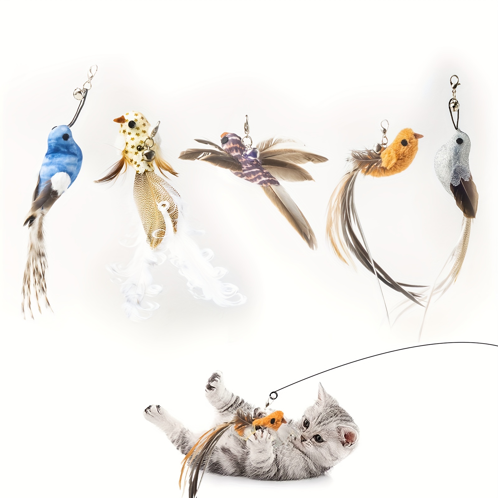 Interactive Retractable Interchangeable Feather Wand Flying - Temu