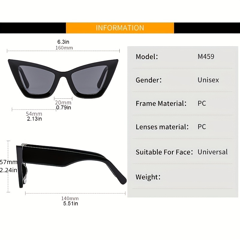 Plus Size Black & Gold Oversized Cat Eye Sunglasses