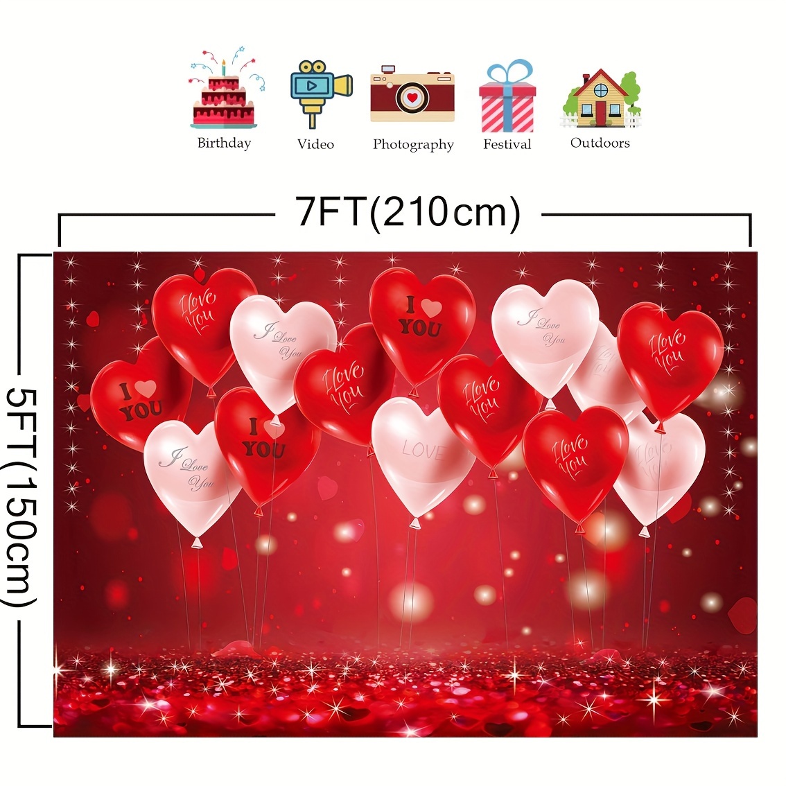 Valentines Day Couple Vinyl Backdrop Cloth Red Heart Photo - Temu