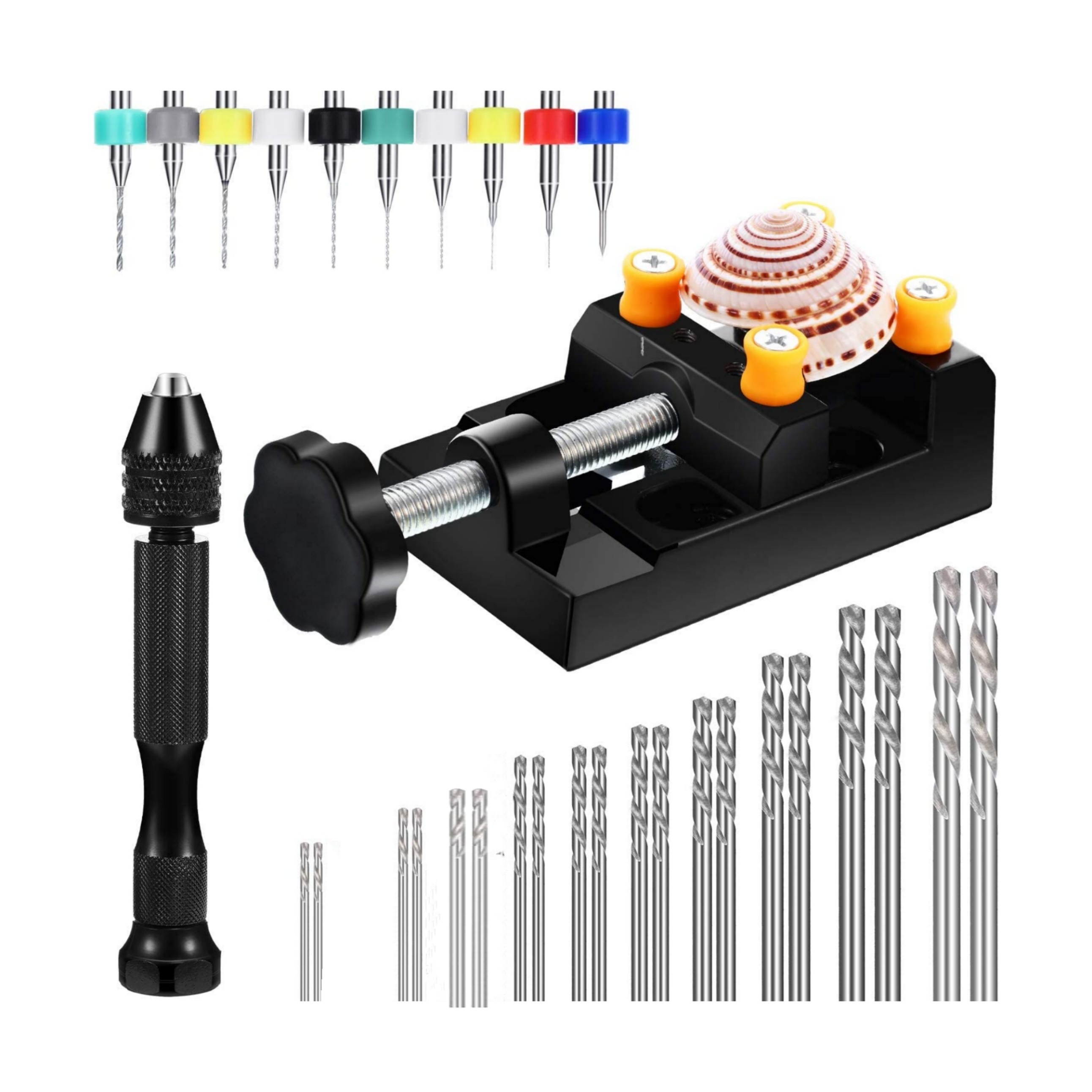 

32 Pieces Hand Drill Tool Set, Pin Vise Hand Drill, Miniature Drill Mini Twist Drill Bit, Bench Vice For Craft Carving Resin Diy Jewelry Making Tool (0.3-1.2 Mm Pcb Drill)