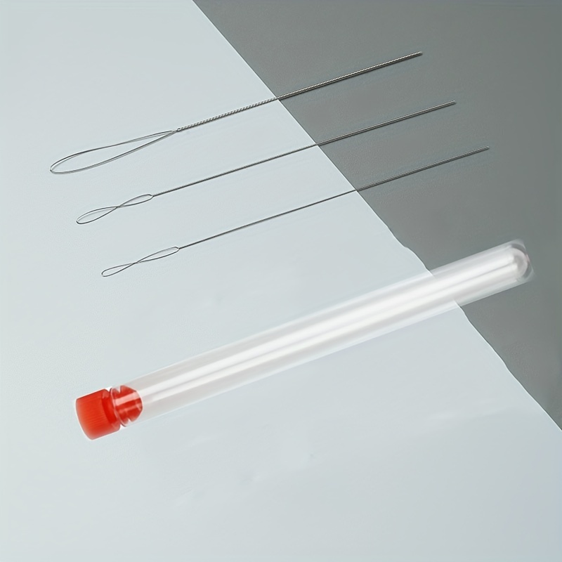1set Beading Needles with Plastic Storage Bottle Opening Curved