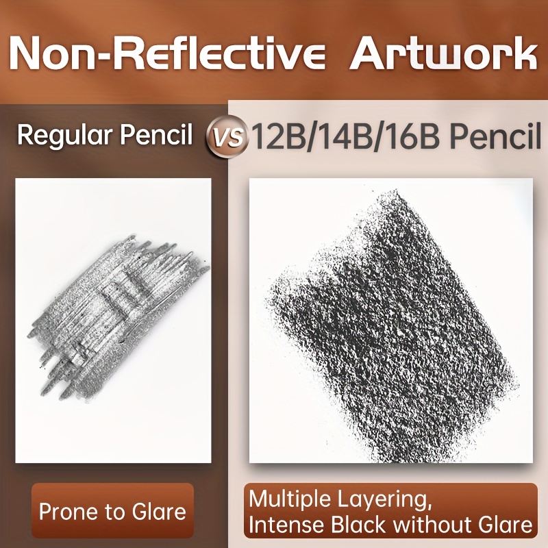 Marie's Artist Pencils 12b/14b/16b With Intense Black - Temu