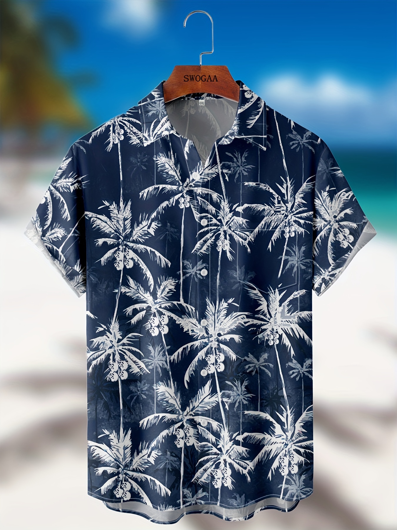 Coconut Tree Print Men's Casual Short Sleeve Hawaiian Shirt, Men's Shirt  For Summer Vacation Resort Best Sellers - Temu