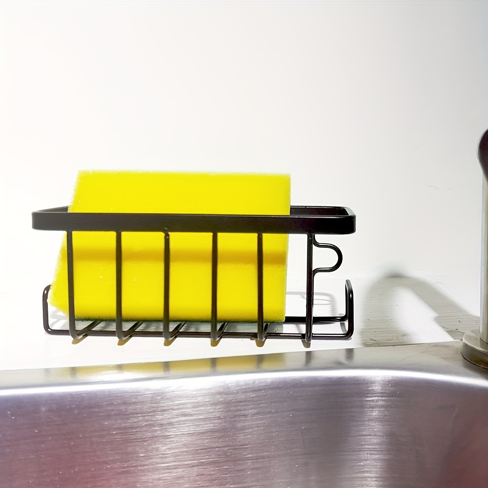 1pc Kitchen Sink Sponge Holder With Draining Rack Wall Mounted