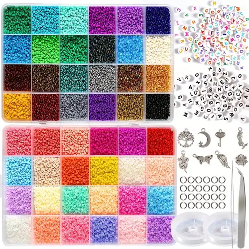 24 Colors 12/0 Glass Seed Beads 2mm Diameter Hole Size: 1mm Assortment 