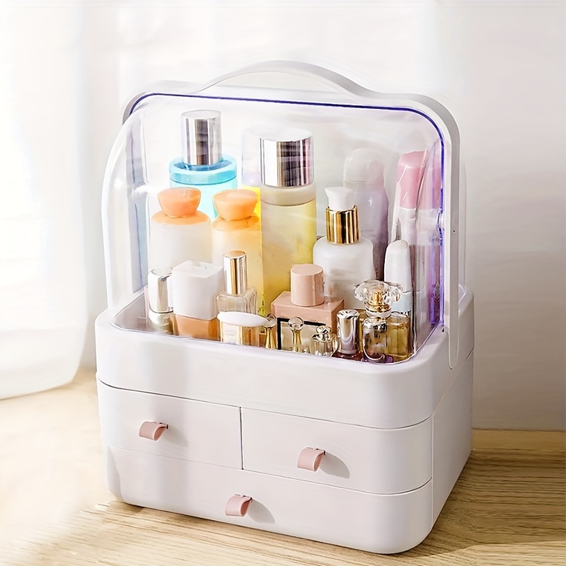 Makeup Organizer, Cosmetics Skincare Organizers Box Waterproof&Dustproof,  Make up Organizers and Storage for Vanity with Lid and Drawers, Cosmetic