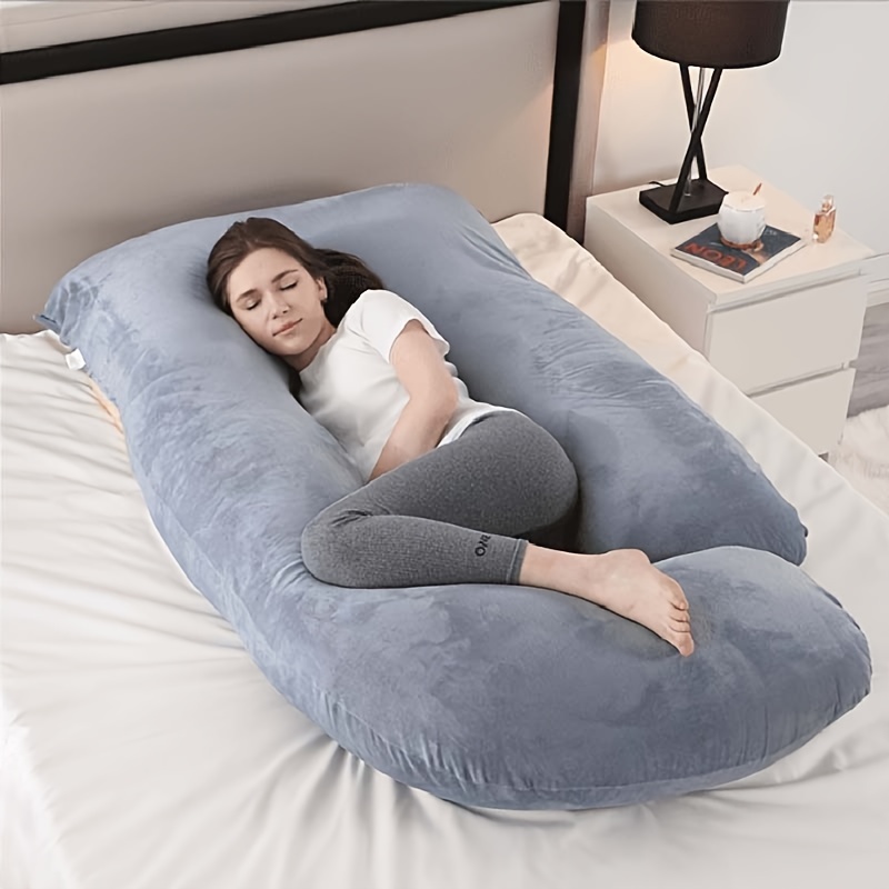 Pregnancy Pillows J Shape Full Body Pillow Cooling Cover Dark Grey