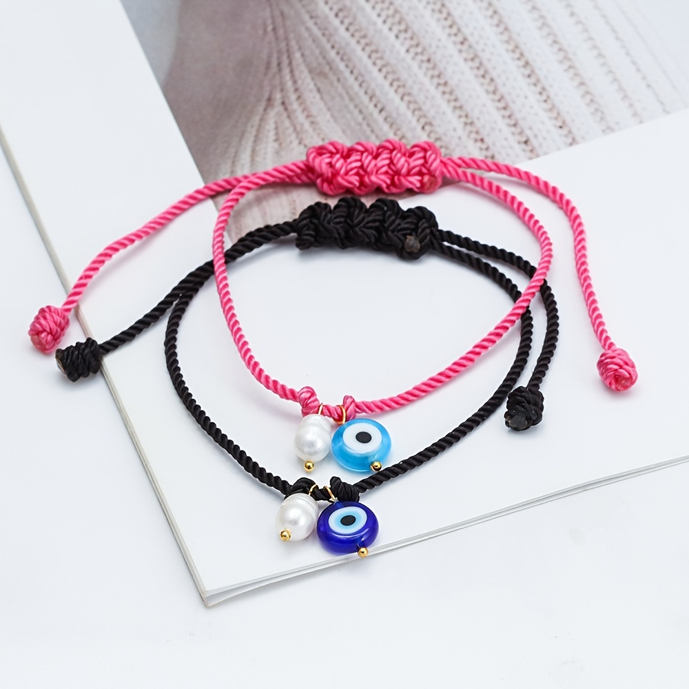 Freshwater Pearl Evil Eye Bead Bracelet, Adjustable
