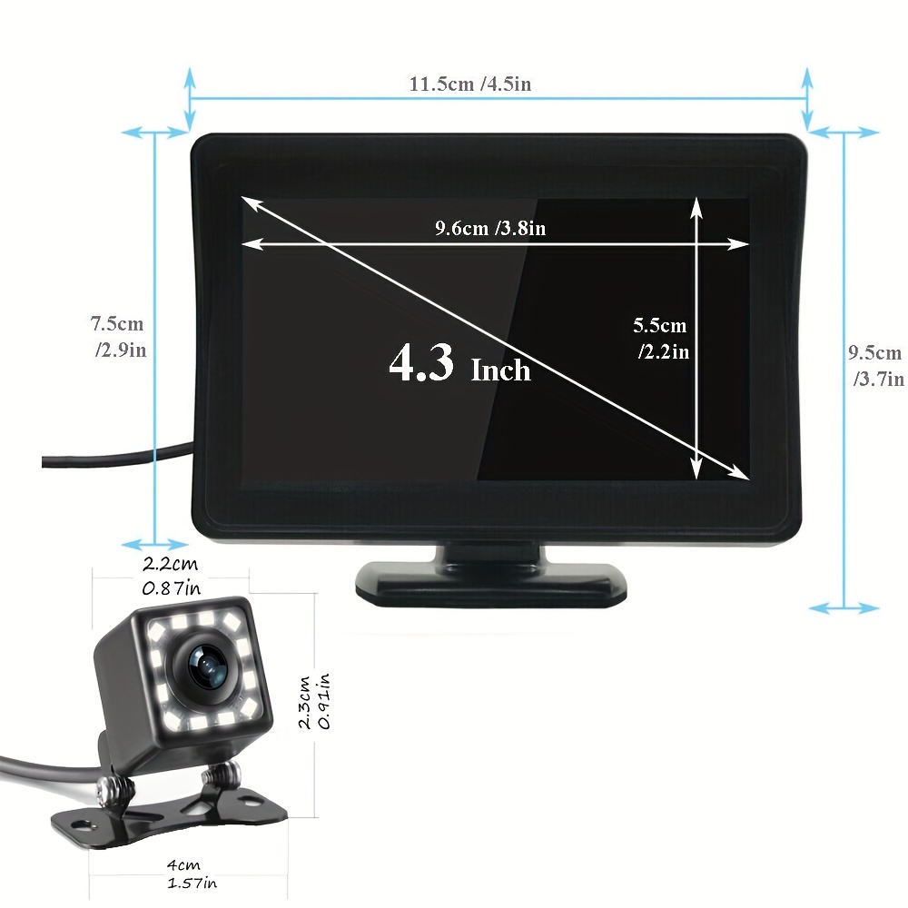 Sistema Vista Trasera Coche Cámara Pantalla Lcd 4 3 Pulgadas - Temu