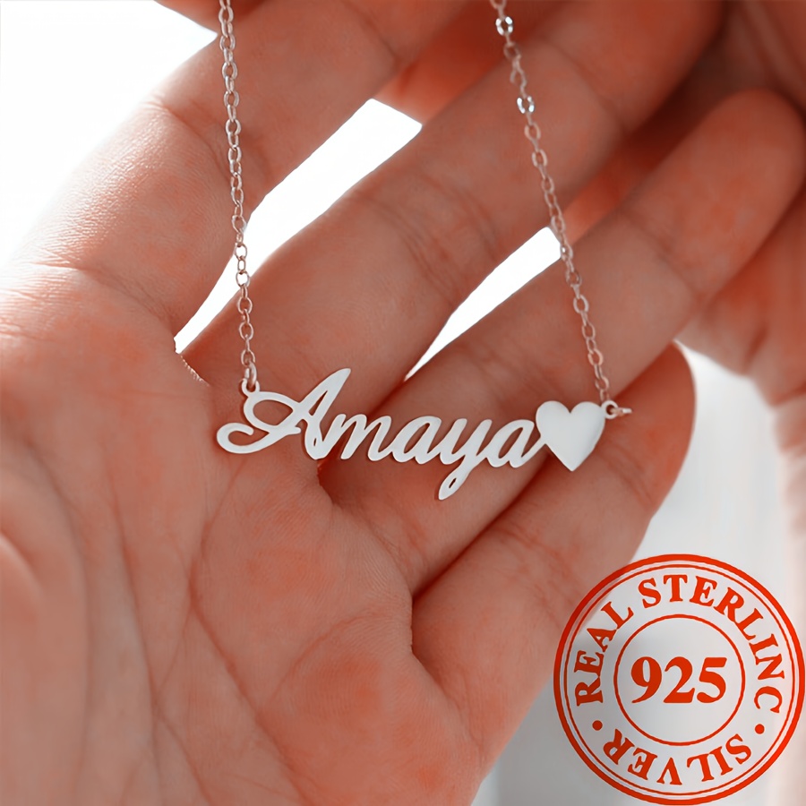 

Customized Name Pendant Necklace Elegant 925 Silver Neck Chain Jewelry Valentine's Day Gift (customized Note Only In English)