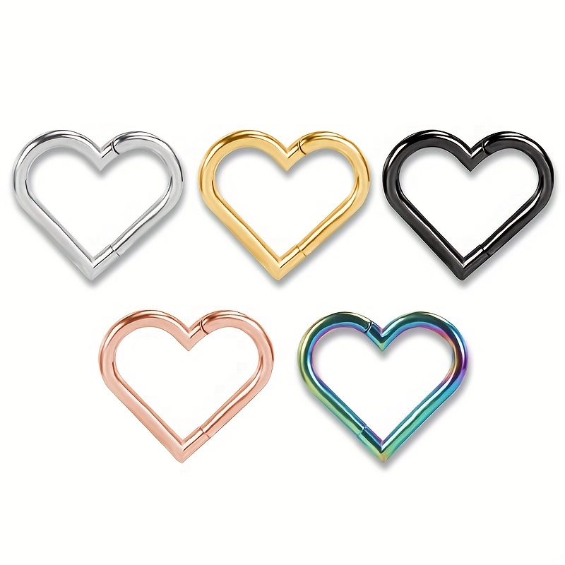 European American Stainless Steel Ring Interface Heart Nose Ring