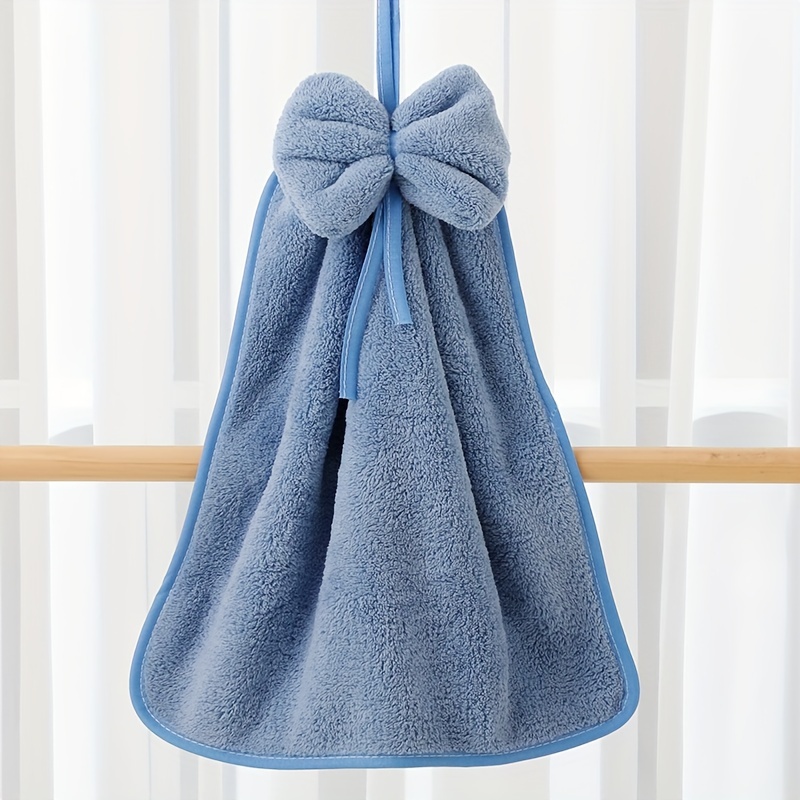 NEW Bowknot Velvet Hand Towel for Kitchen Bathroom Microfiber Soft Hanging  Loop