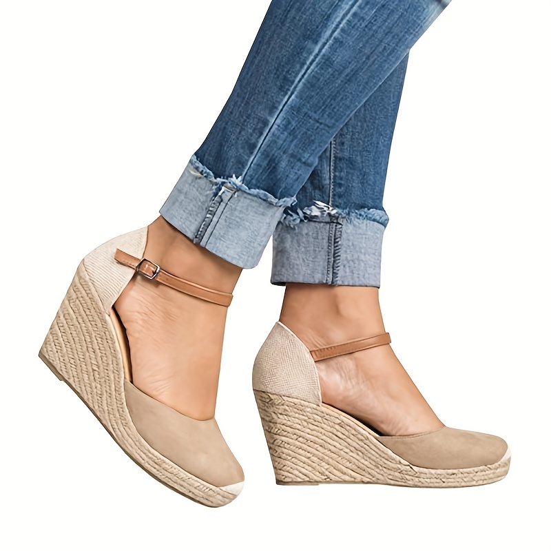 Women s Wedge Espadrille Sandals Closed Toe Ankle Strap Temu Canada