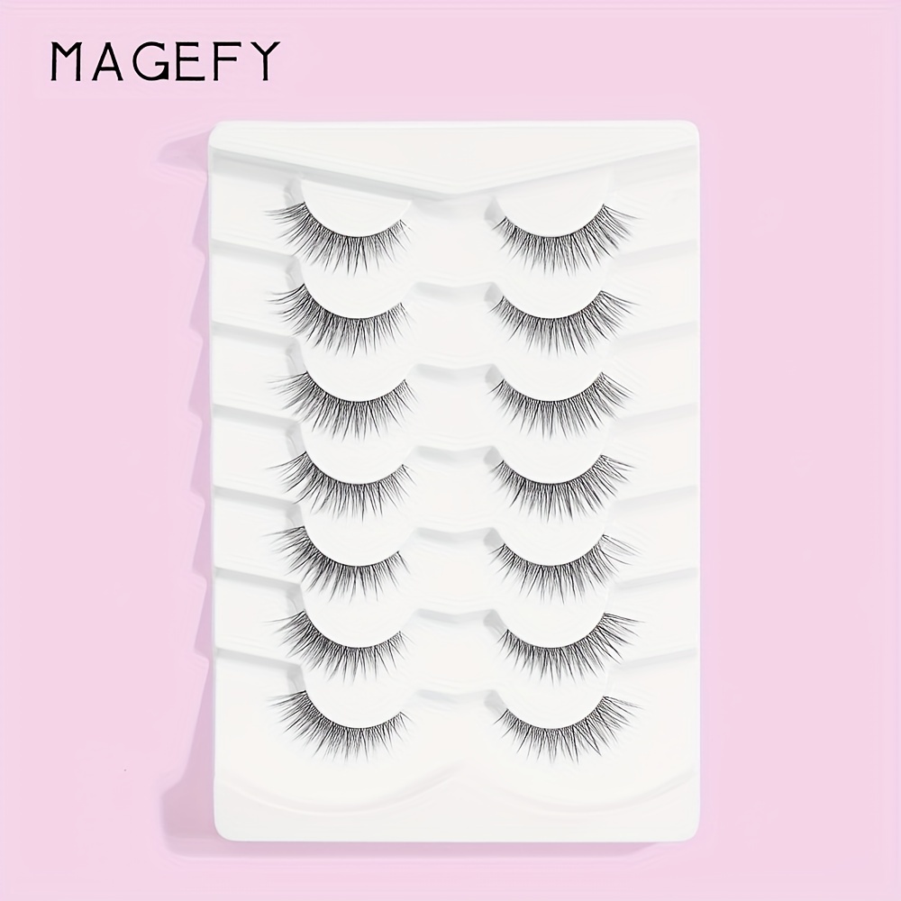 7 Pairs False Eyelashes Thick Curling Lashes Natural Look Fluffy Wispy Lashes