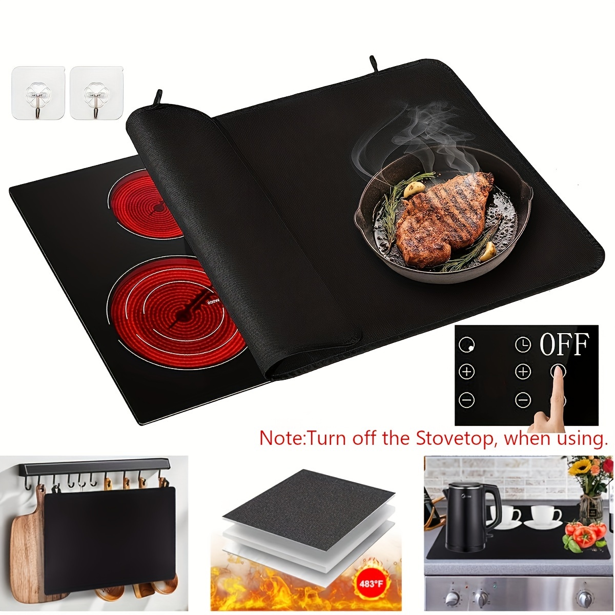 Threns Induction Cooker Cover Silicone Induction Cooker Mat Large Nonstick Electric Stove Cover Mat Multipurpose Stove Top Cover Pad Cooktop Protector