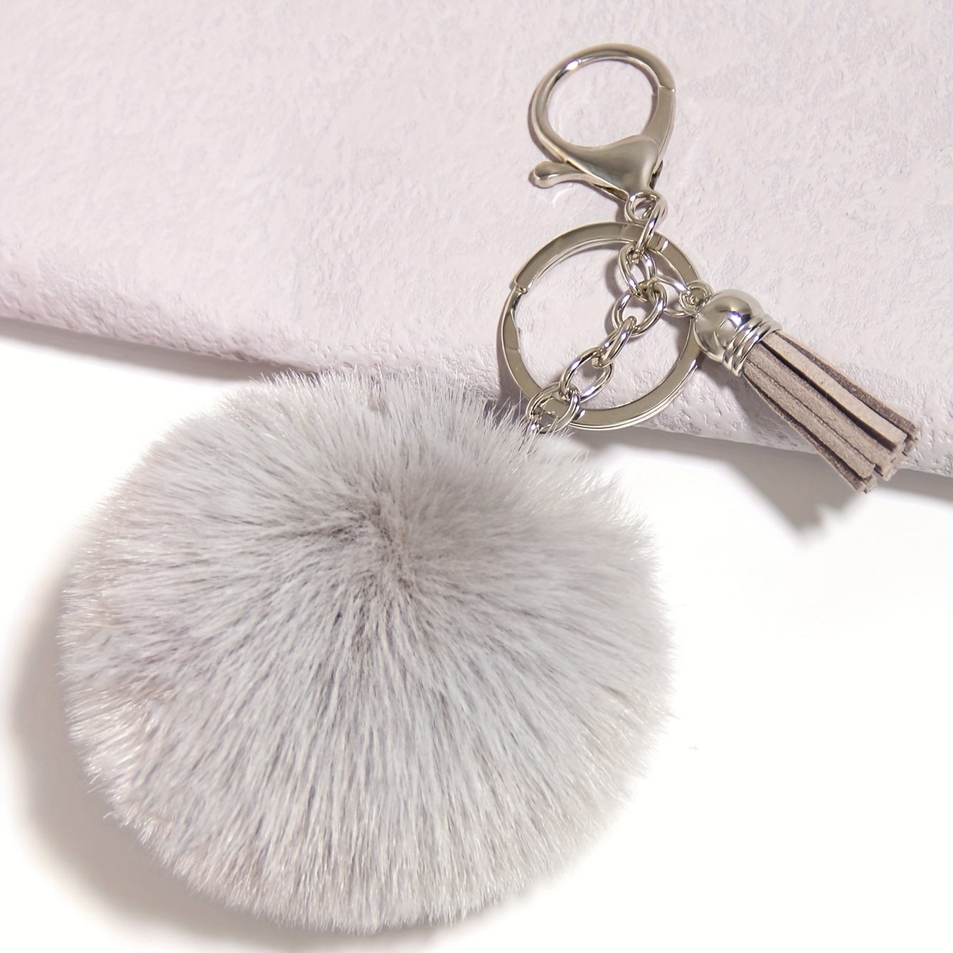 Pom Pom Puff Rabbit Fox Faux Fur Ball Car Keychain Key Chain with