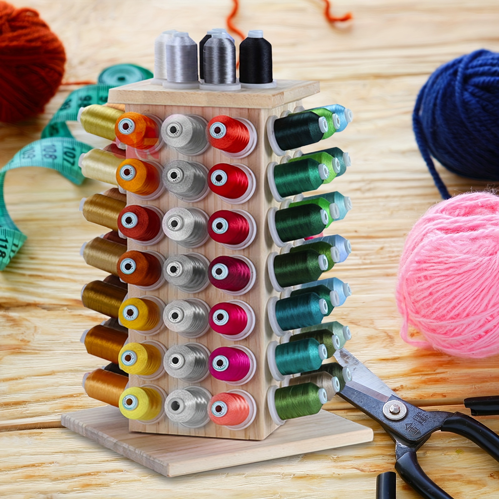 84 Spools (diy To Be 93 Spools) 360 Fully Rotating Wooden Thread Rack/thread  Holder Organizer For Sewing, Quilting, Embroidery, Hair-braiding And Jewe
