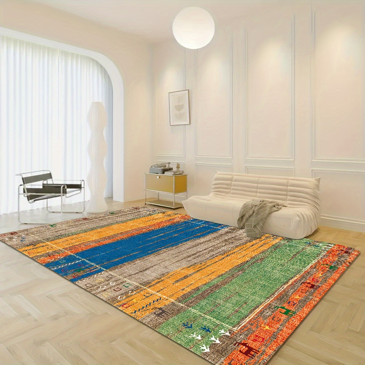  Alfombra bohemia estilo Otom colorida mexicana tradicional  bordado de área, alfombra de patio, pasillo, alfombra minimalista, alfombras  lavables para sala de estar, dormitorio, interior y exterior : Hogar y  Cocina