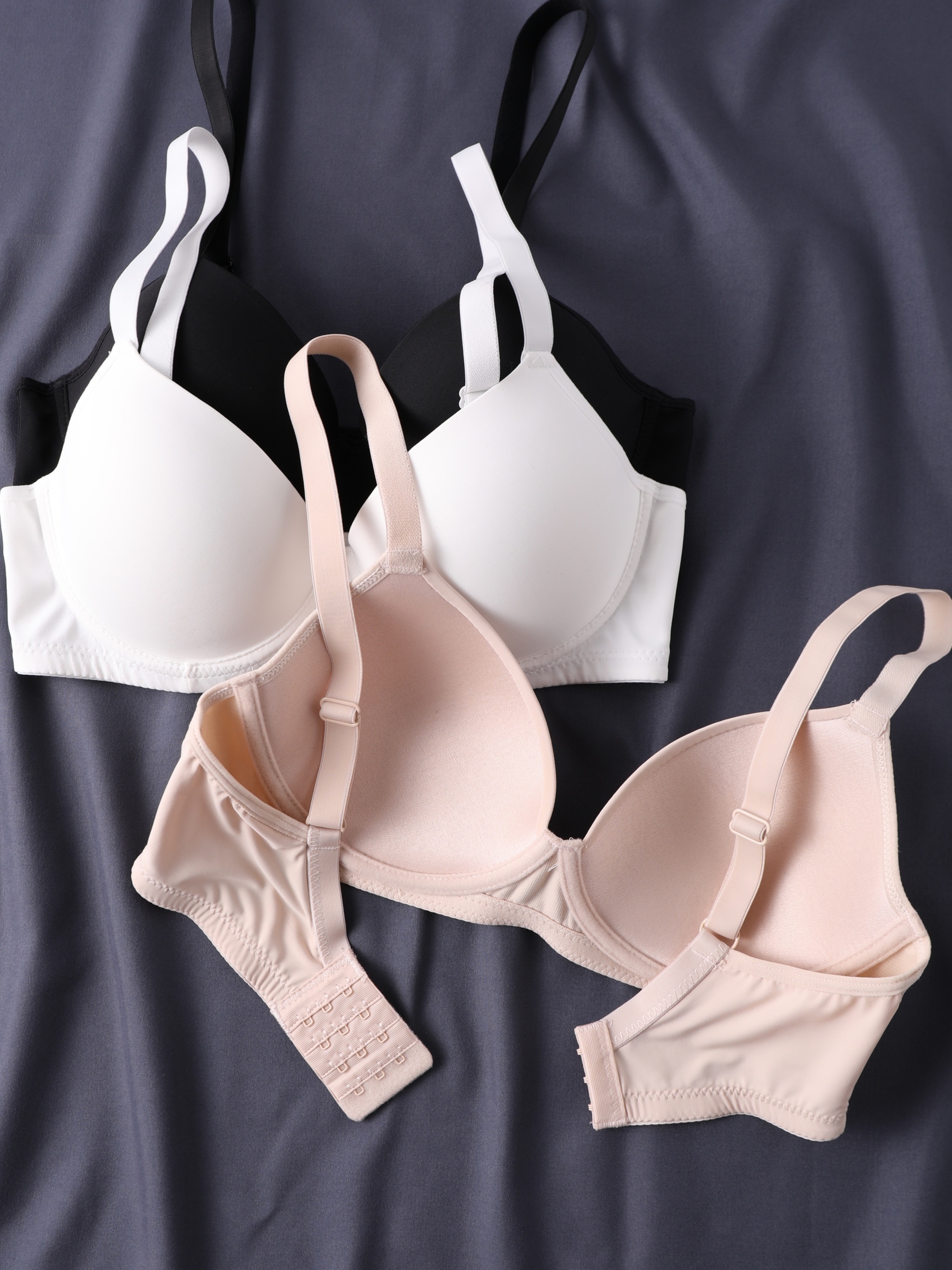 Simple Solid Seamless Underwire Bra Comfy Breathable Push - Temu