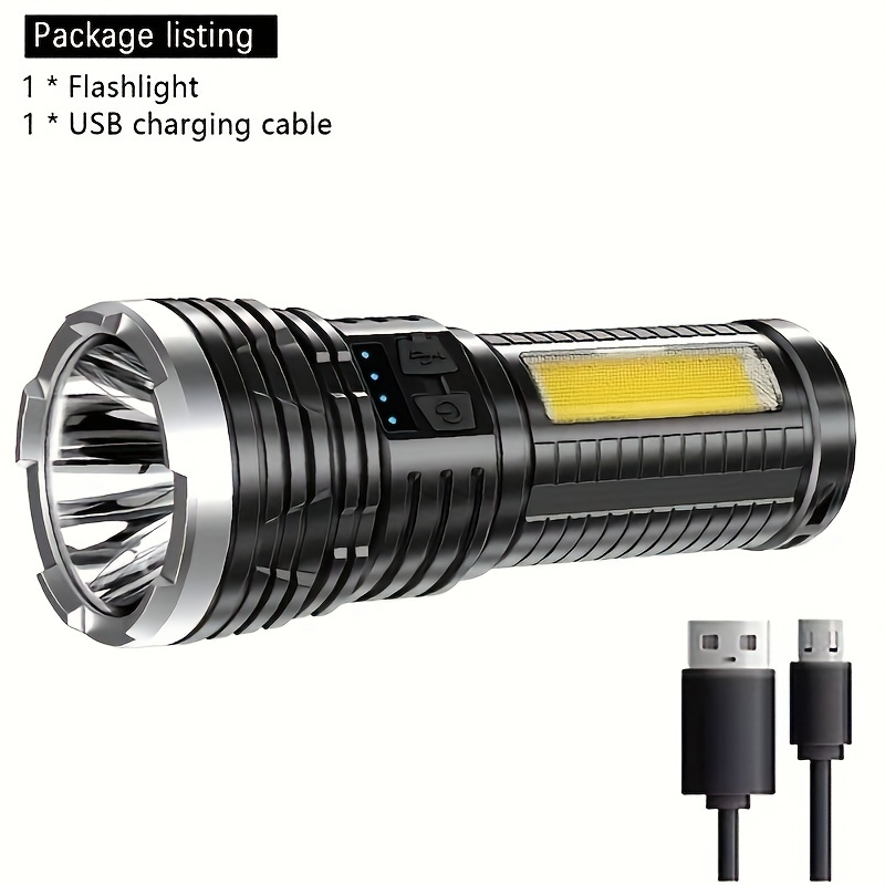 Lampe de poche LED brillante - 5 modes - rechargeable par USB - batterie  rechargeable incluse - batterie AAA de