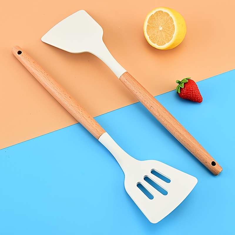 3 Pezzi Set Utensili Cucina In Silicone Bianco Manico In - Temu Italy