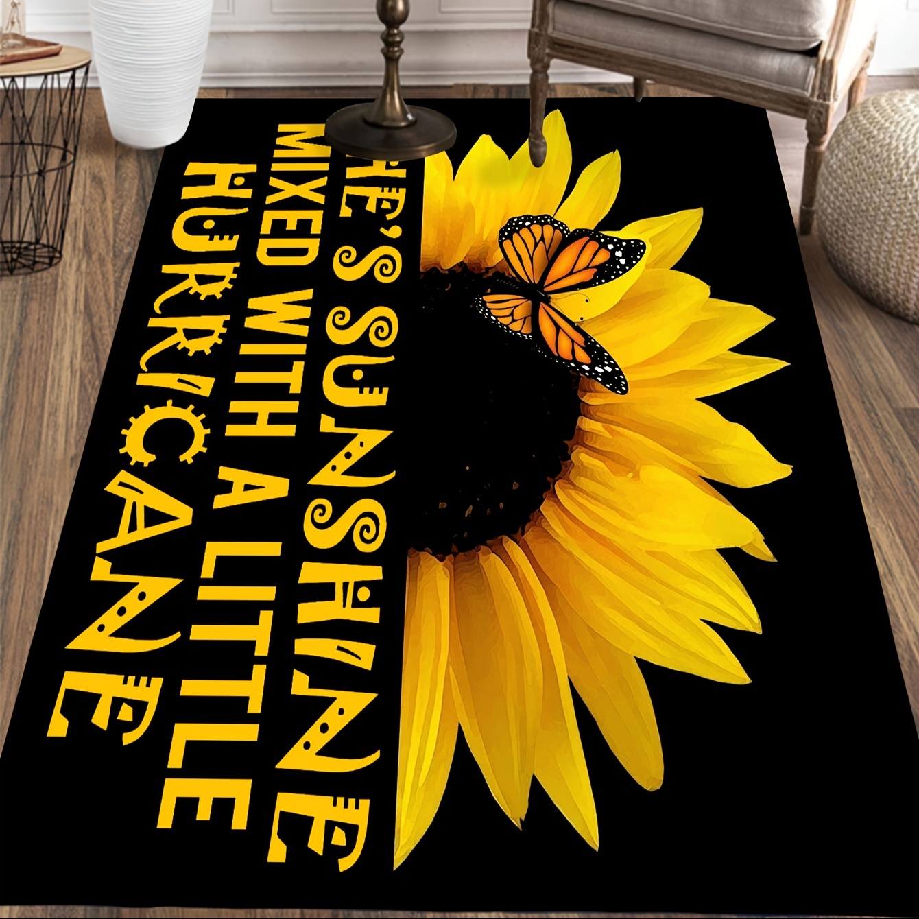 Sunflowers Rug yellow colorful floral rugs 2x3 3x5 4x6 5x7 8x10