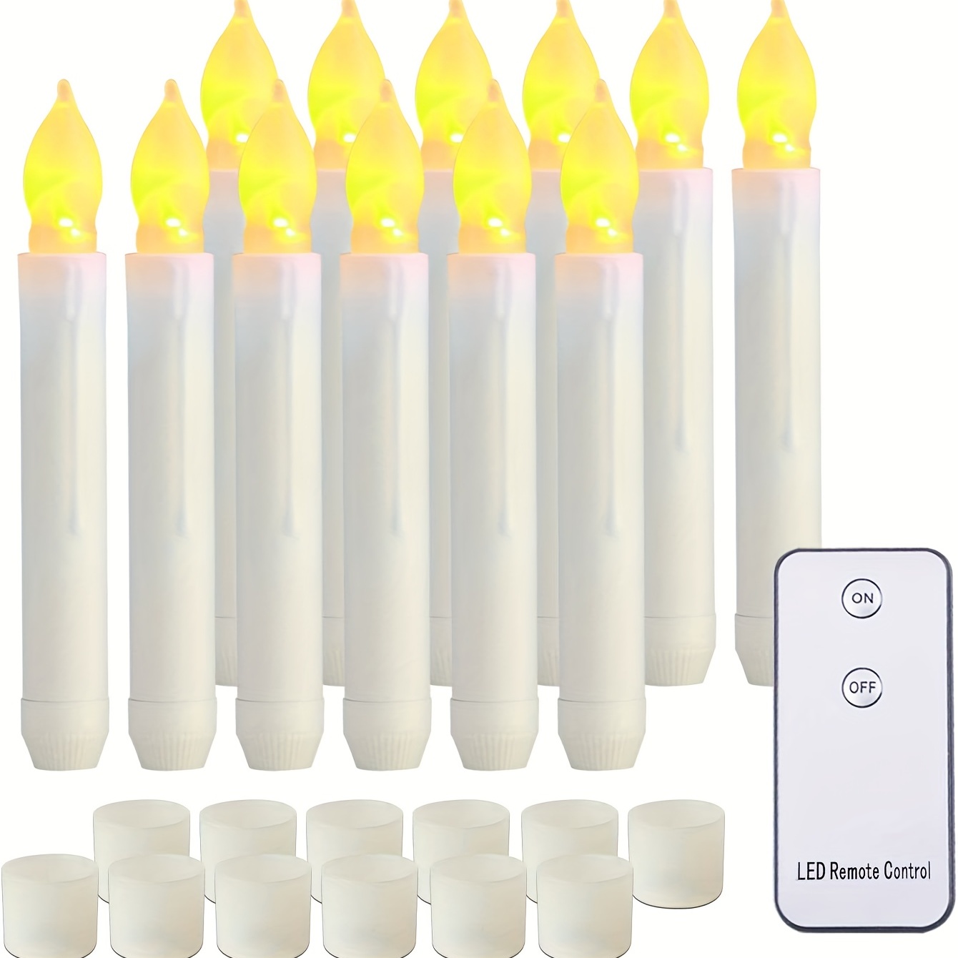 Bougies flottantes avec télécommande, Ymenow 12 bougies à piles vacillantes  Bougies coniques sans flamme avec ligne de pêche pour la maison Halloween