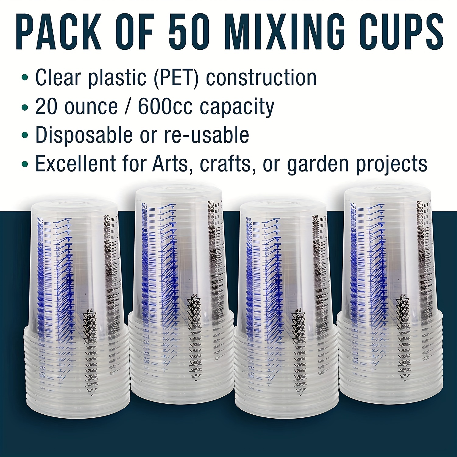 Paquete de vasos desechables transparente x 50 unidades