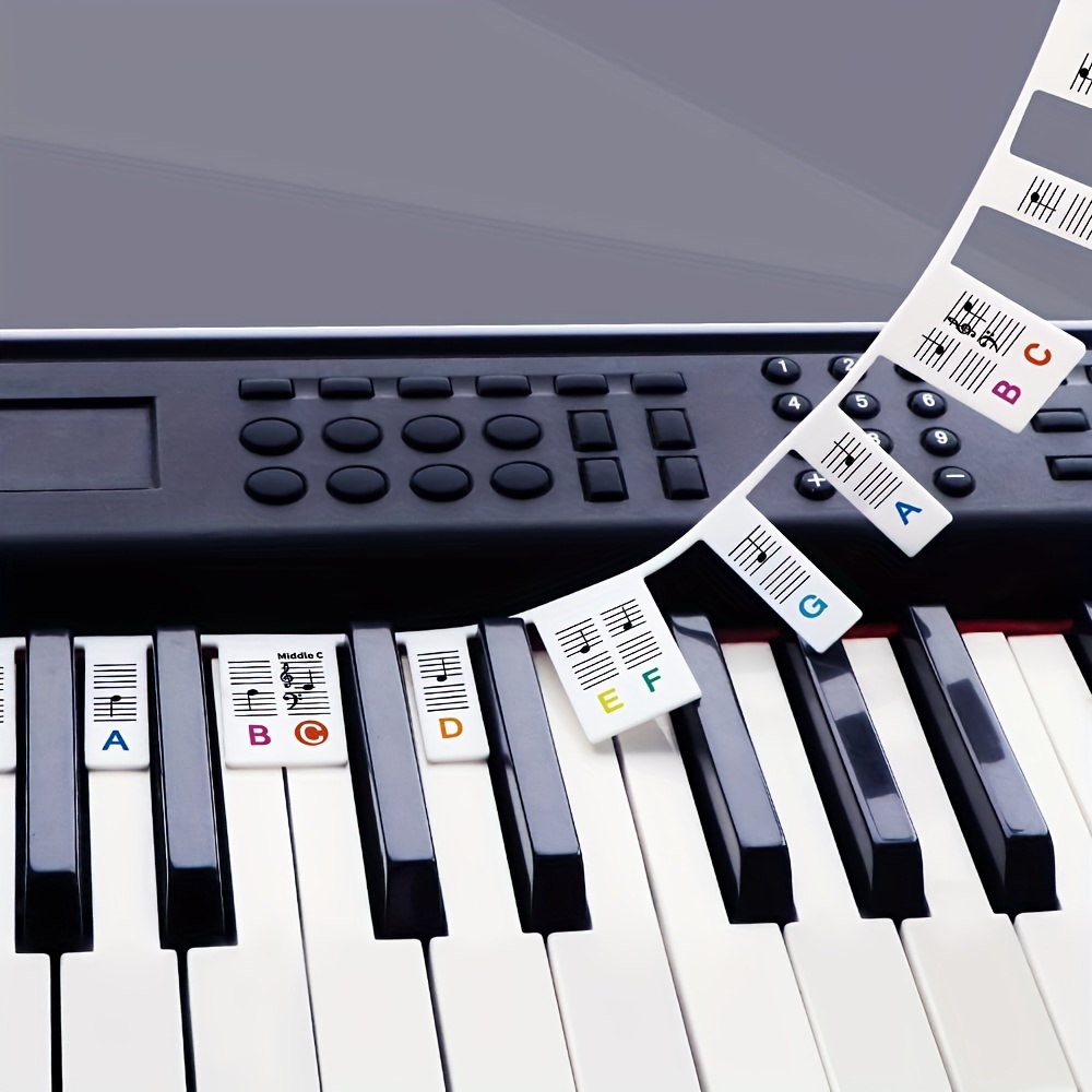 Autocollant noir ou transparent détachable pour notes de piano