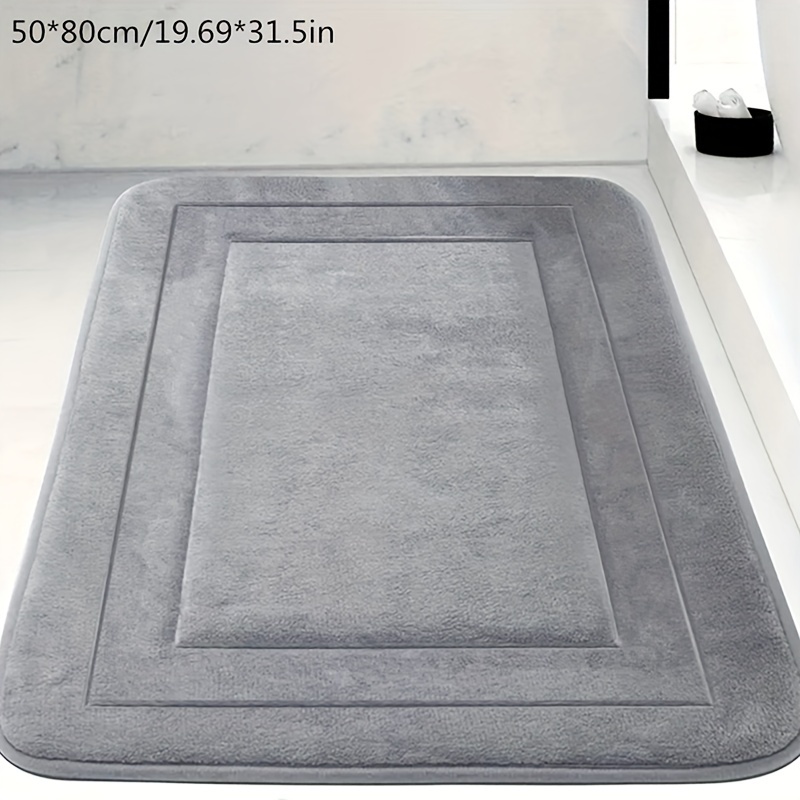 Image of 1pc Absorbent Non-slip Soft Bath Mat, Memory Foam Pvc Non-slip Backing, Universal Doormat Rug For Bathroom, Bedroom, Living Room, Kitchen, Restroom, Bay Window, Bathroom Accessories