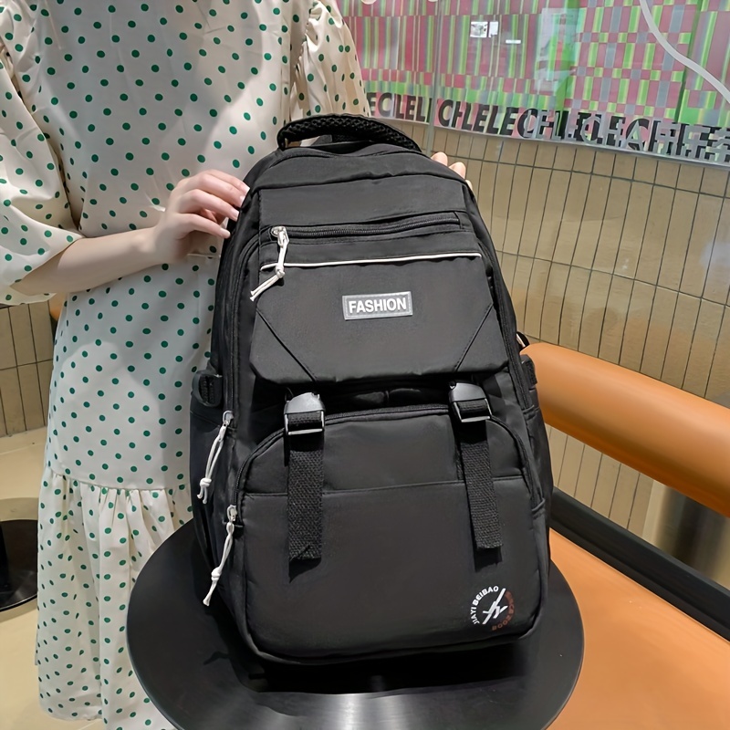 Large Capacity Preppy Backpack, School Laptop BookBag