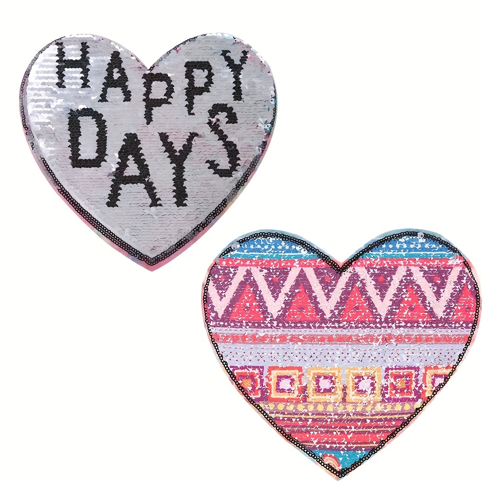 Iron On Heart Patch Sequin Patches Embroidered Badge Applique