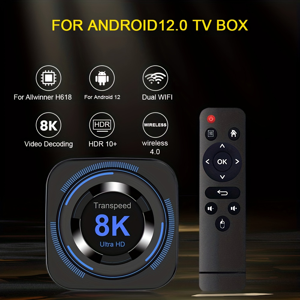 Transpeed Android 12 Tv Box Eu Plug Allwinner H618 Dual Wifi - Temu Austria