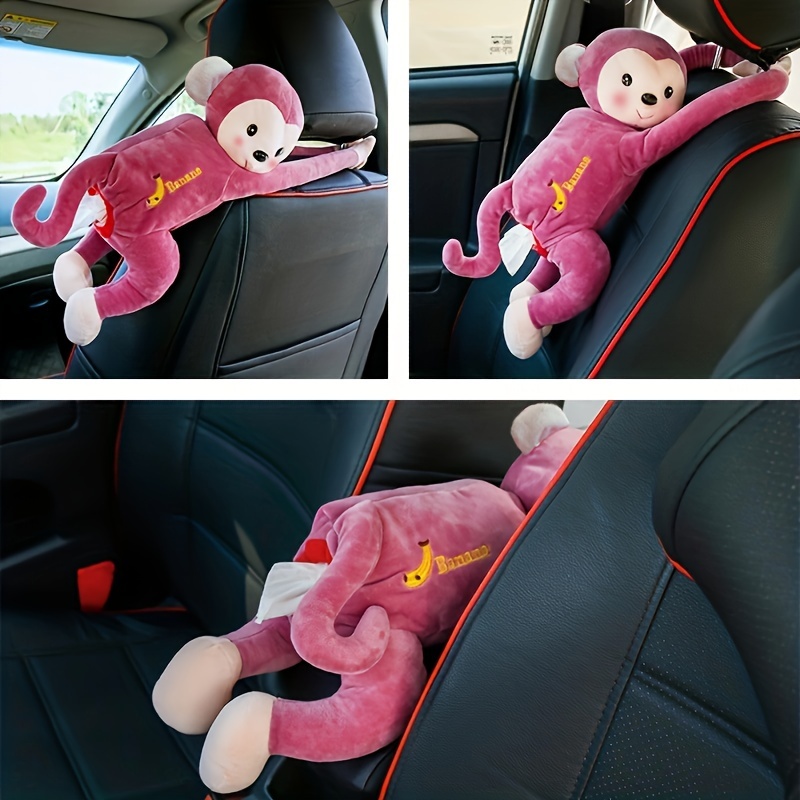 Cute Cartoon Monkey Car Tissue Box Portable Cute Plush Car Tissue Holder  Hanging Tissue Box Napkin