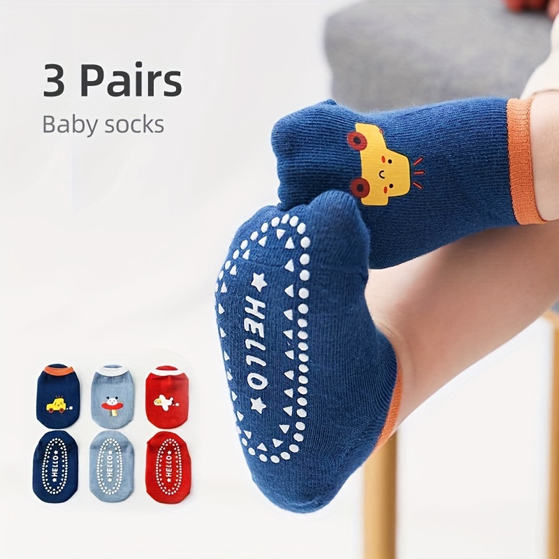 3 paires de chaussettes antidérapantes bébé enfant de 1 à 3 ans