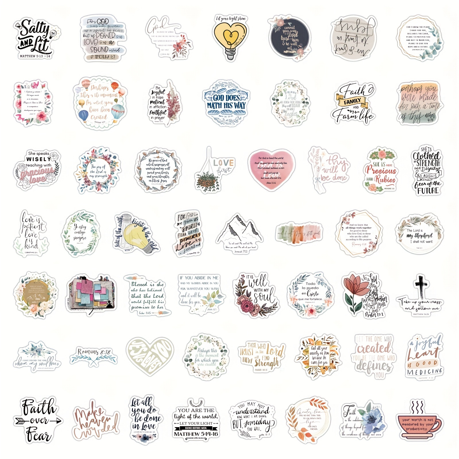 Christian Scripture Stickers, Bible Verse Stickers, Bible