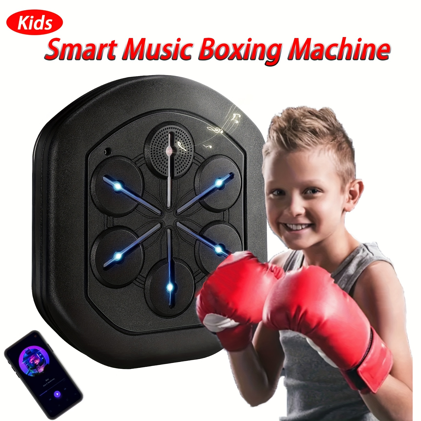 Music Boxing Machine Bluetooth Portable électronique Boxe Mural Musique Mur  Monté Entraînement De Boxe Pour Enfants/Adultes/Entraînement/Stresser