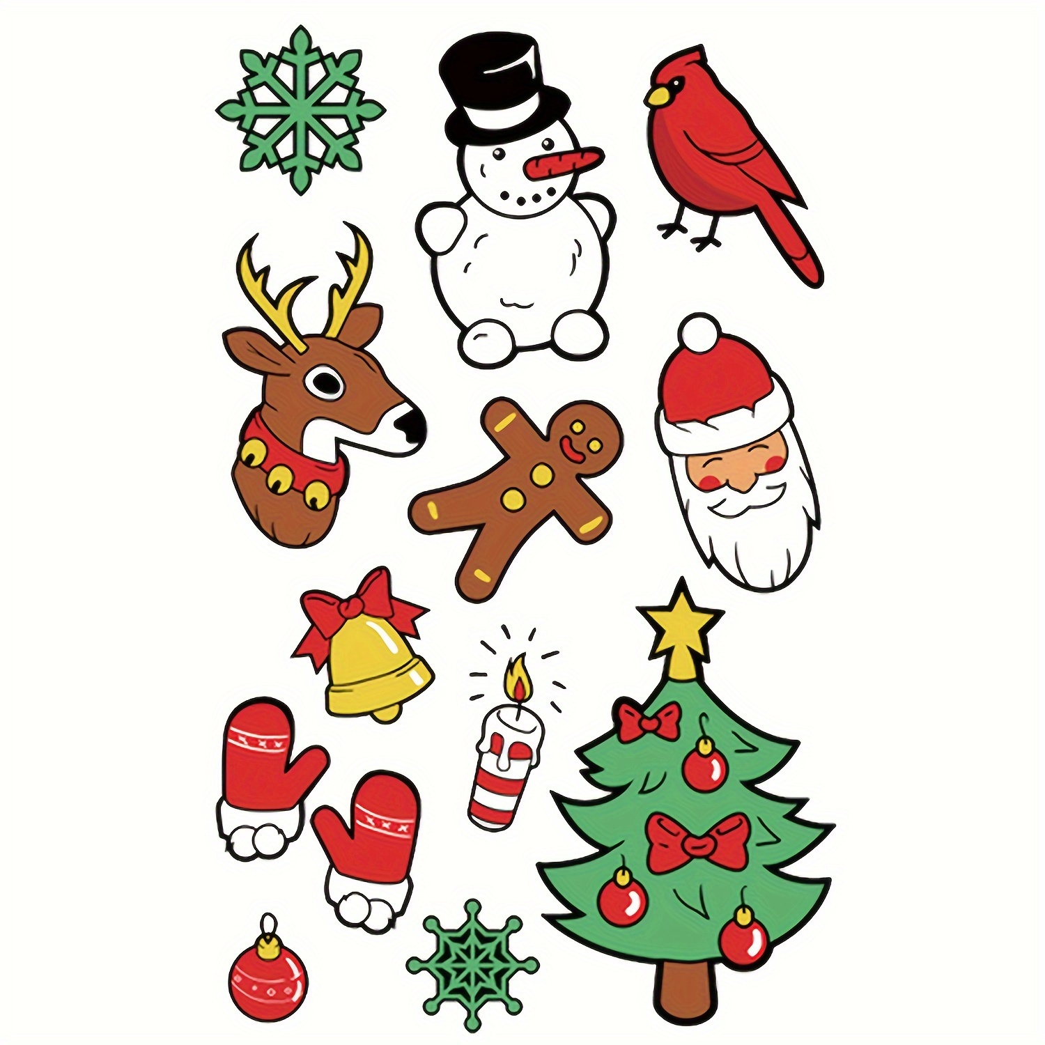 Christmas Tattoo Stickers Cartoon Snowman Snowflake Elk - Temu