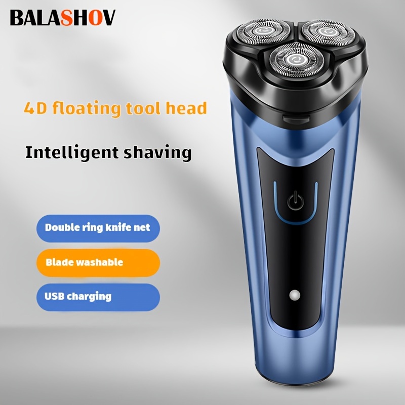 Electric Shaver For Men, 3D Independent Floating Heads, 500mAh,  Rechargeable, 1-Hour Fast USB-C Charging, 60min Runtime, Lightweight,  Rotary Electric