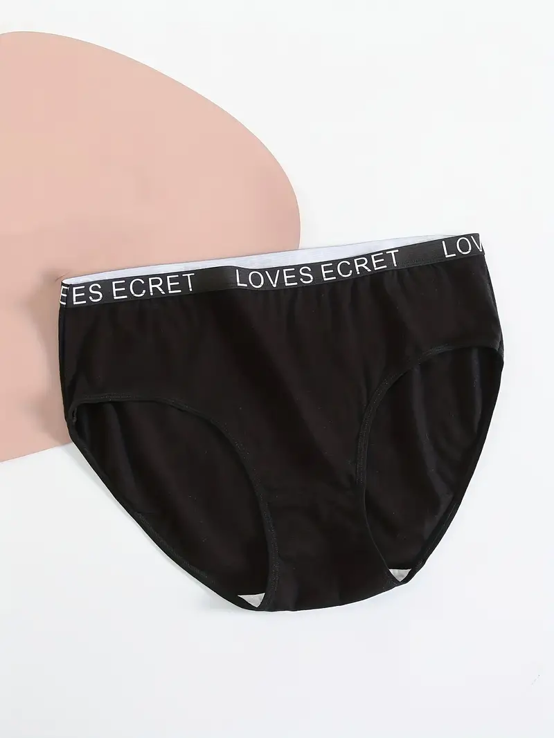 Plus Size Simple Panties Set Women's Plus Contrast Letter - Temu
