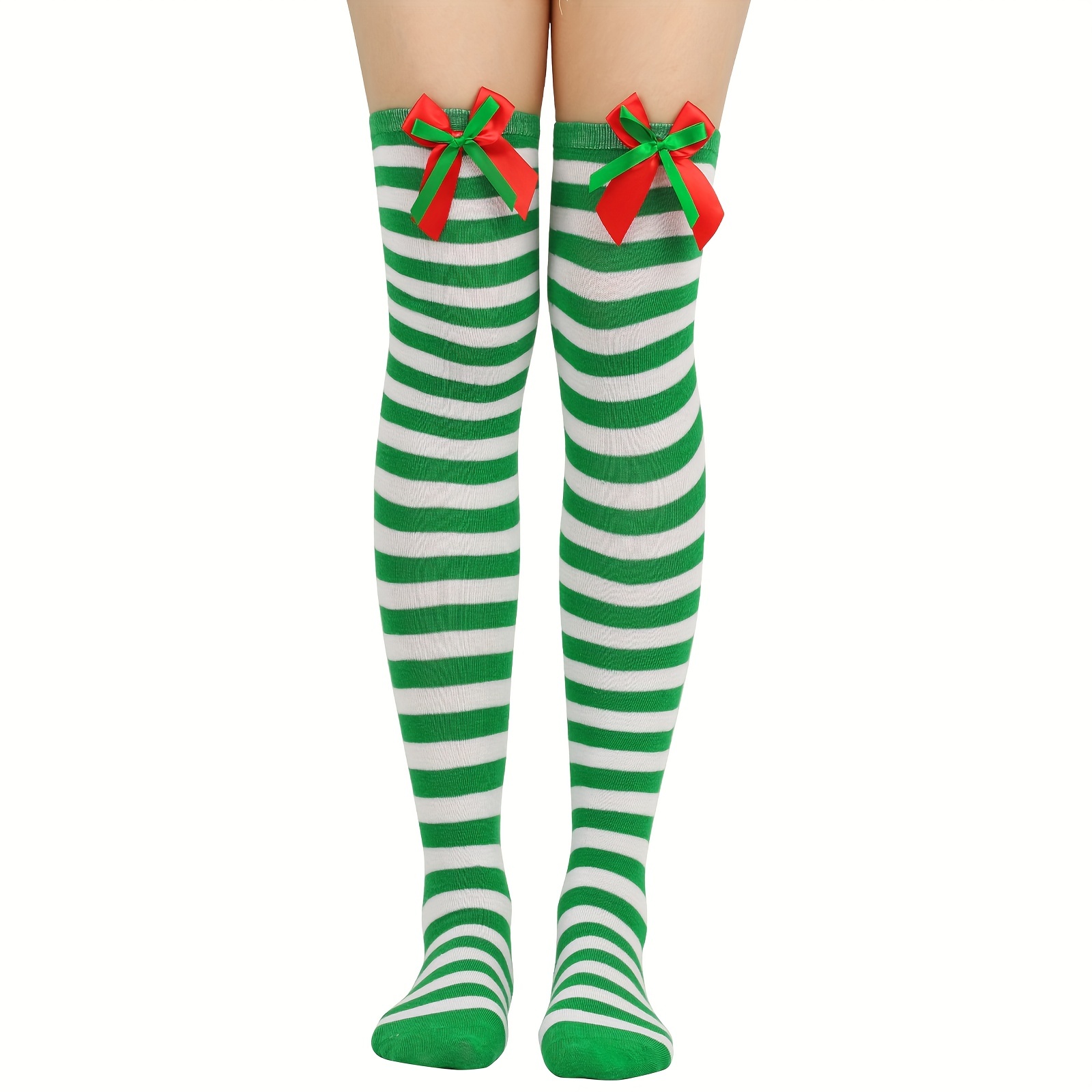 Womens Green and White Stockings