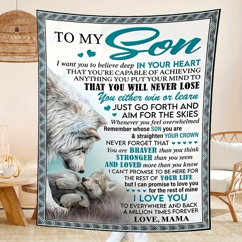 

1pc Warm And Cozy Wolf Printed Flannel Blanket, For Son For All Seasons, Home Decor, Camping, Travel, Gifting Lamp