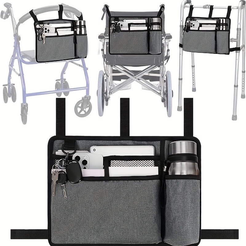 Bolsa para silla de ruedas, múltiples bolsillos, bolsa de andante, bolsa de  almacenamiento, tela colgante de tela de gran capacidad, Oxford compacto